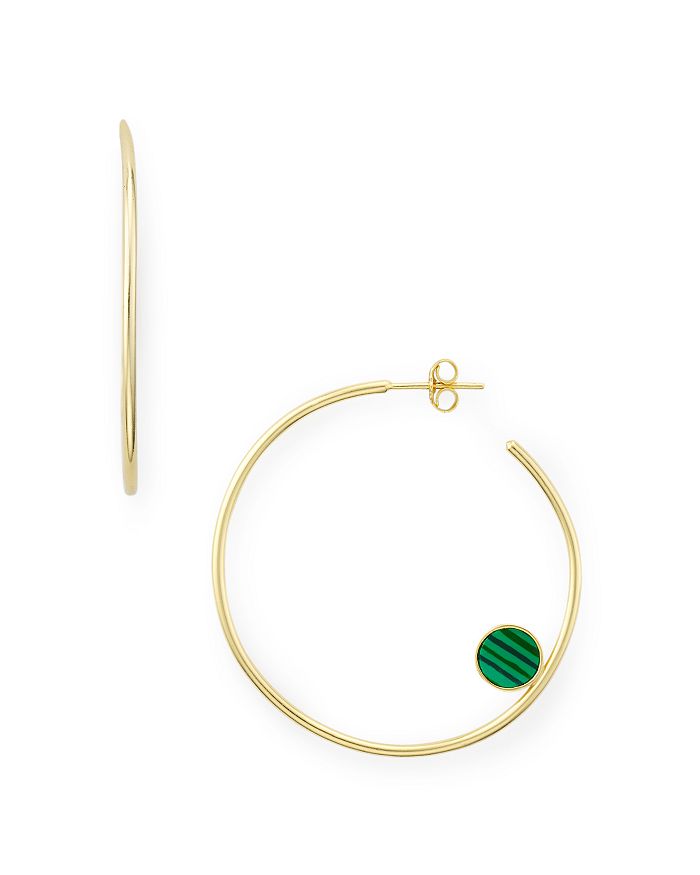 Argento Vivo Disk-detail Hoop Earrings In Green/gold