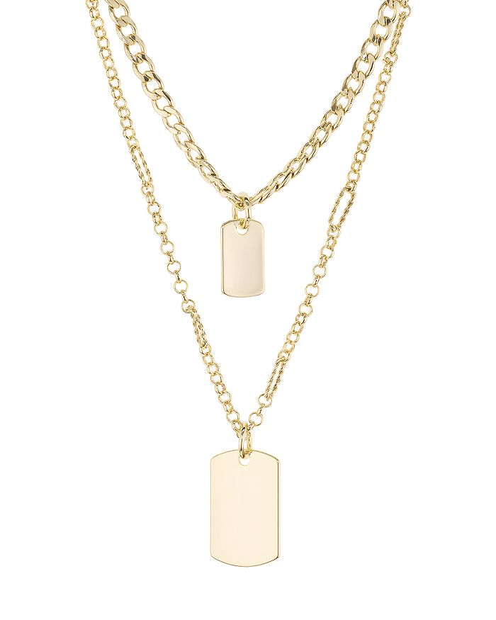 Jules Smith Tag Me Layered Double-pendant Necklace, 14 & 18 In Gold
