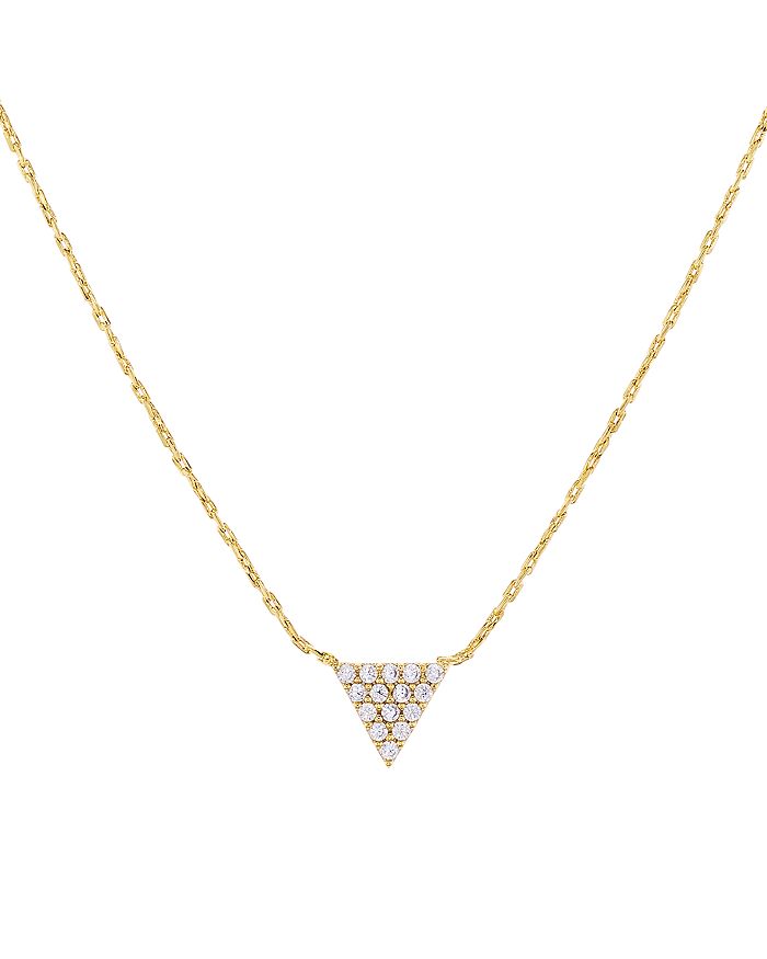 Franz Pave Triangle Pendant Necklace 14 In Gold Clear