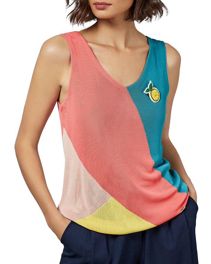 Ted Baker Harp Color-block Knit Tank In Coral