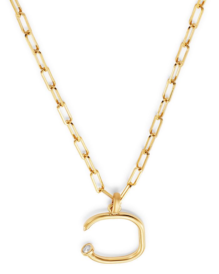 Shop Zoe Lev 14k Yellow Gold Large Nail Initial Necklace, 18 In C/gold