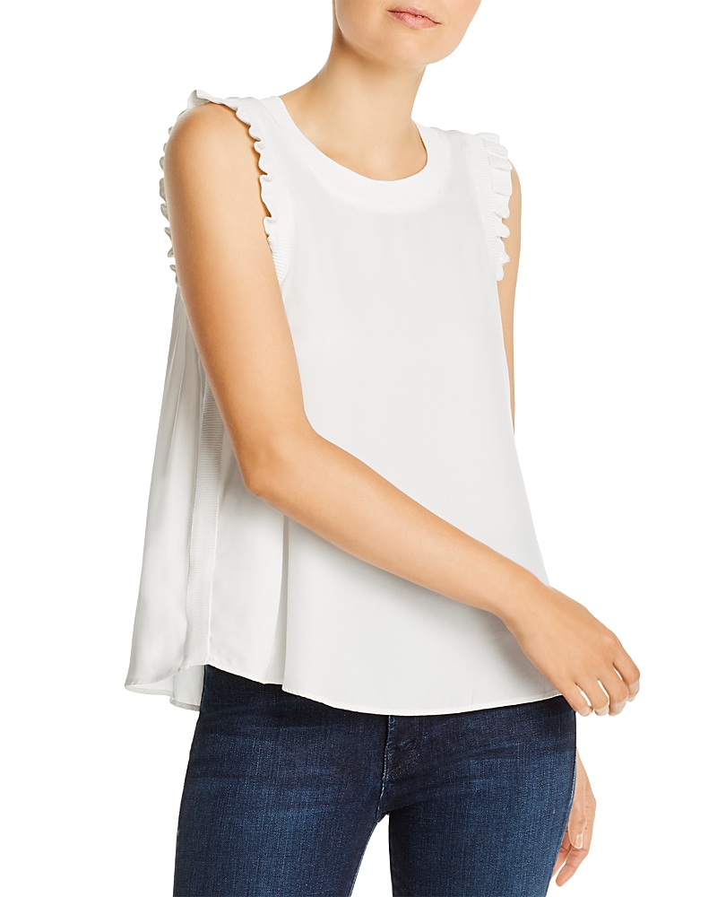 Cinq A Sept Lenore Ruffle Trimmed Silk Top