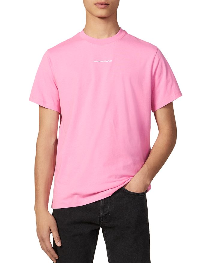 Sandro Solid Slim Fit Crewneck Tee In Pink