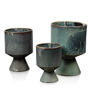 Shop Jamie Young Berkeley Pots, Set Of 3 In Royal Blue Ceramic