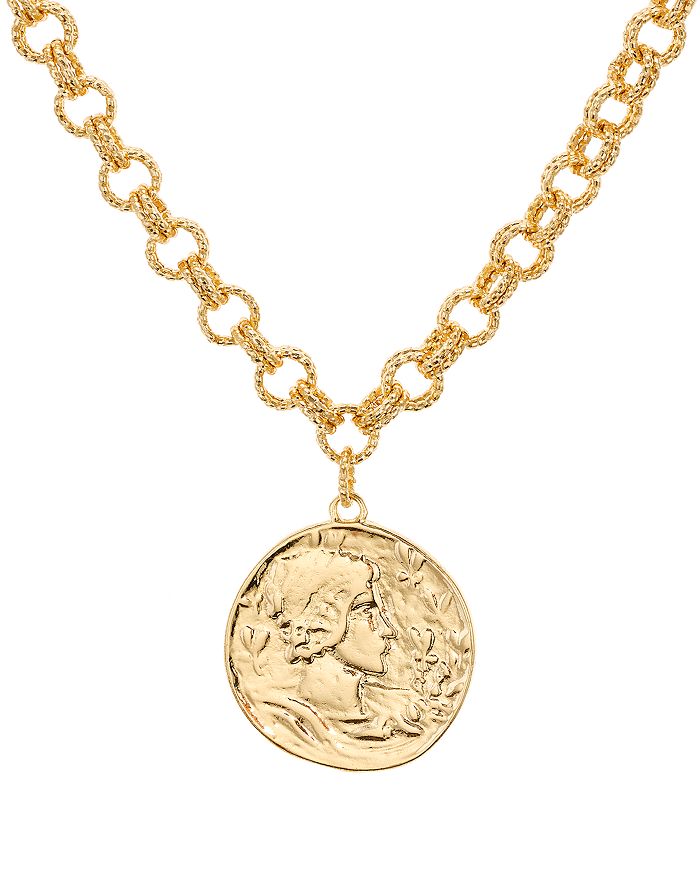 Aqua Coin Pendant & Chain Necklace, 18 - 100% Exclusive In Gold