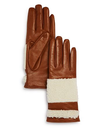 Bloomingdale's - Shearling-Trim Leather Gloves - 100% Exclusive