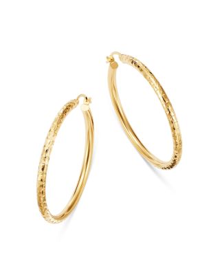 Bloomingdale's Fine Collection - Diamond-Cut Hoop Earrings in 14K Yellow Gold