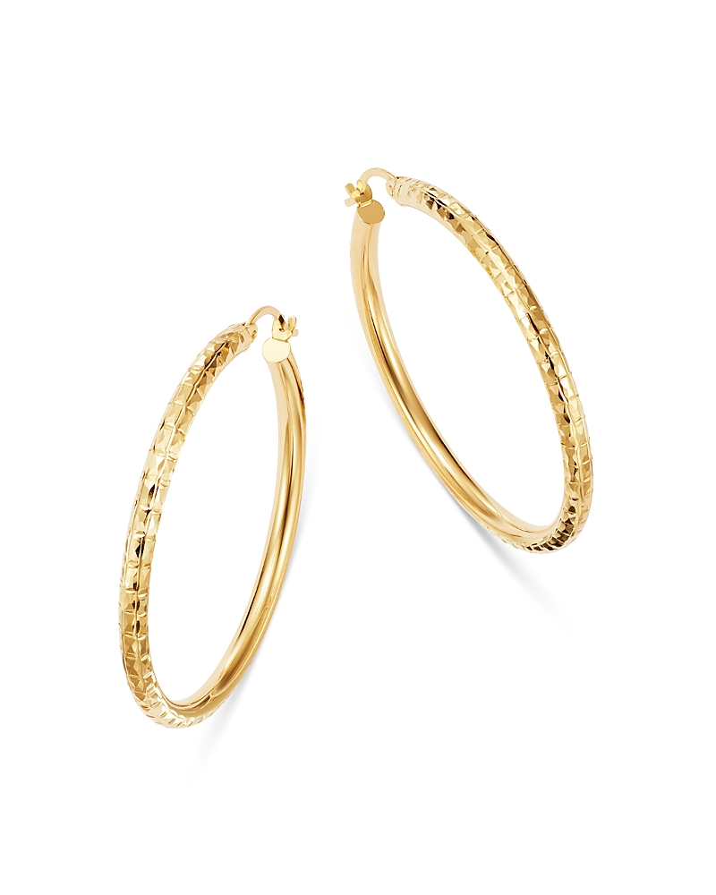 Bloomingdale's Fine Collection Diamond-Cut Hoop Earrings in 14K Yellow Gold