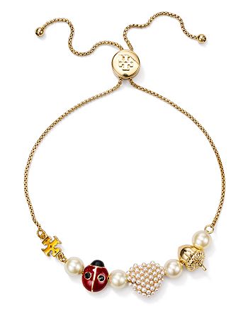 Tory Burch Heart, Ladybug & Acorn Charm Adjustable Bracelet | Bloomingdale's