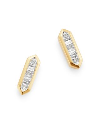 diamond bar earrings yellow gold