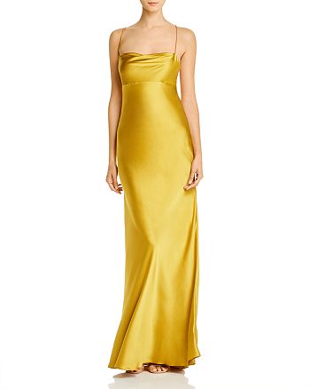 Michelle Mason Cowl Neck Bias-Cut Silk Gown | Bloomingdale's