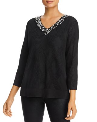 embellished v neck sweater