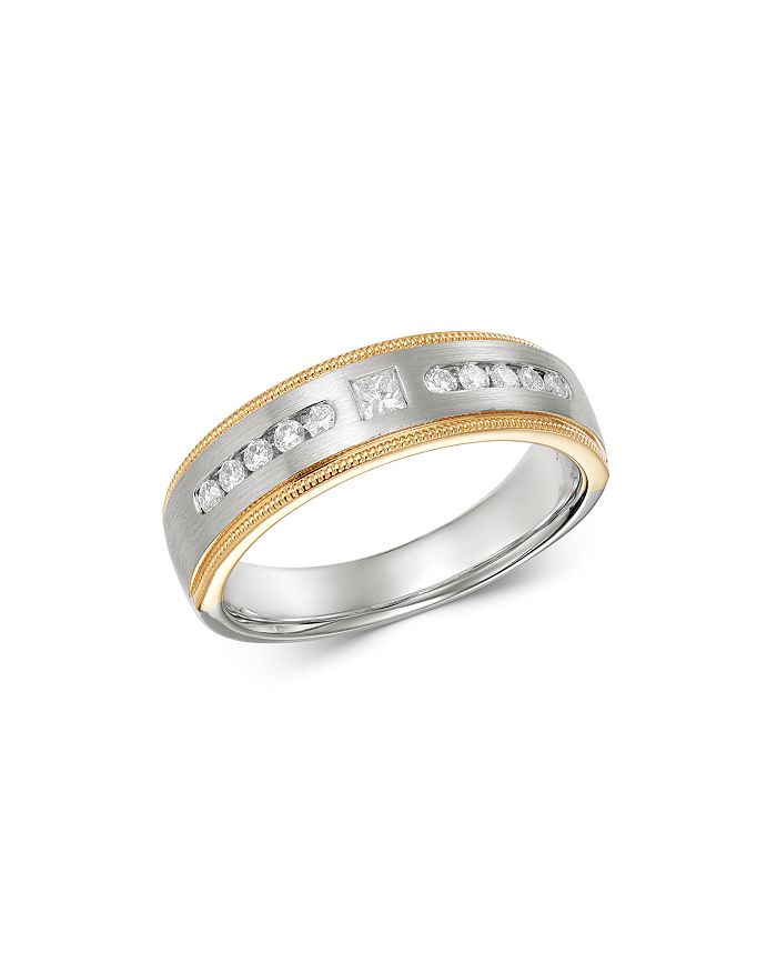 Bloomingdale's Men's Diamond Milgrain Band In 14k Yellow & White Gold, 0.30 Ct. T.w. - 100% Exclusive In White/gold