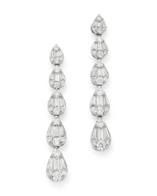 diamond silver drop earrings