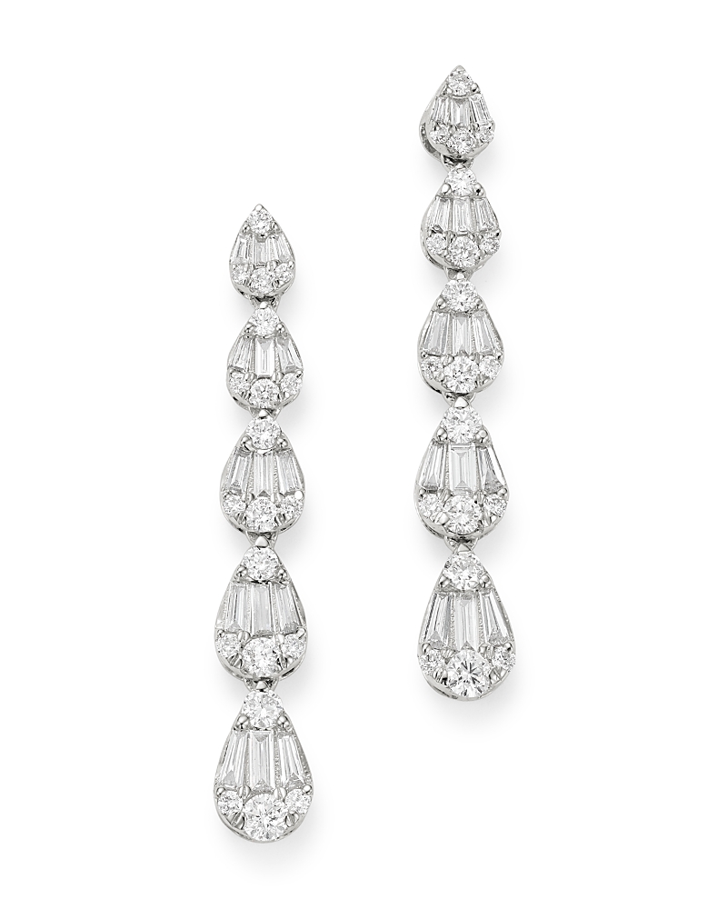 Bloomingdale’s Fine Collection Diamond Mosaic Drop Earrings in 14K White Gold, 1.15 tcw