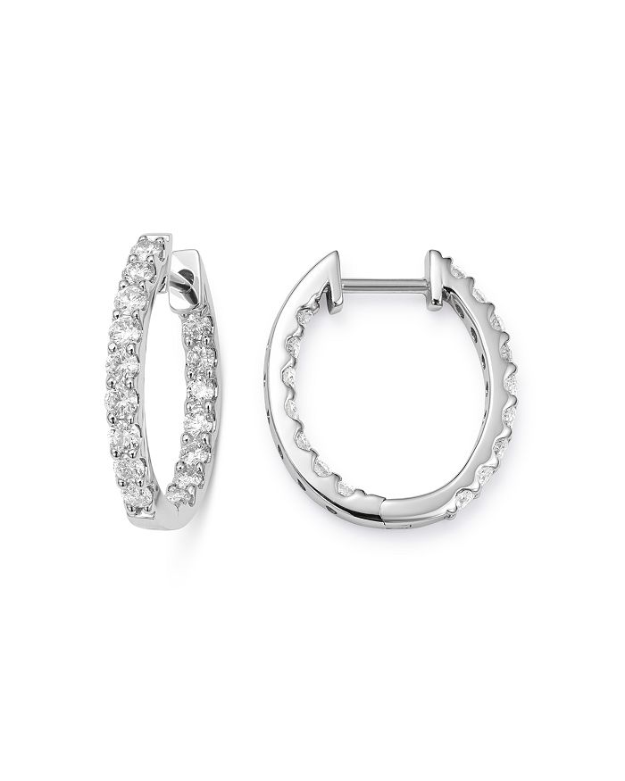 Shop Bloomingdale's Diamond Inside-out Oval Hoop Earrings In 14k White Gold, 1.0 Ct. T.w. - 100% Exclusive