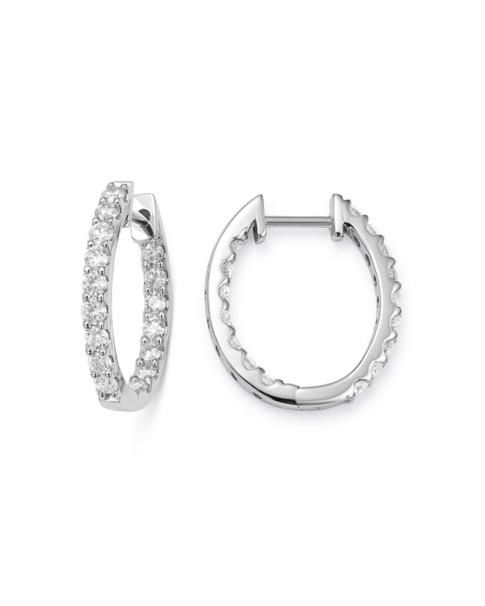 Diamond Inside-Out Oval Hoop Earrings in 14K Gold