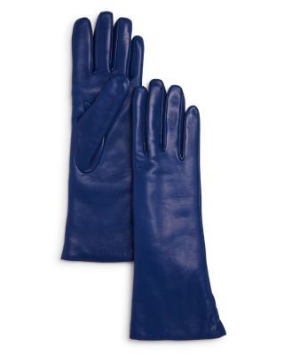 ladies blue leather gloves
