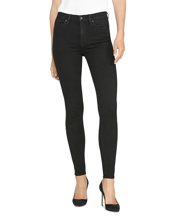 Hudson Barbara High Waisted Super Skinny Jeans in Black | Bloomingdale's