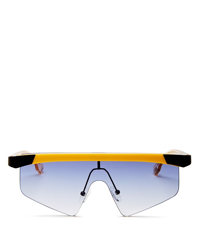 Le Specs Unisex Engineer Shield Sunglasses, 130mm In Sulphur Black/cool Smoke Gradient