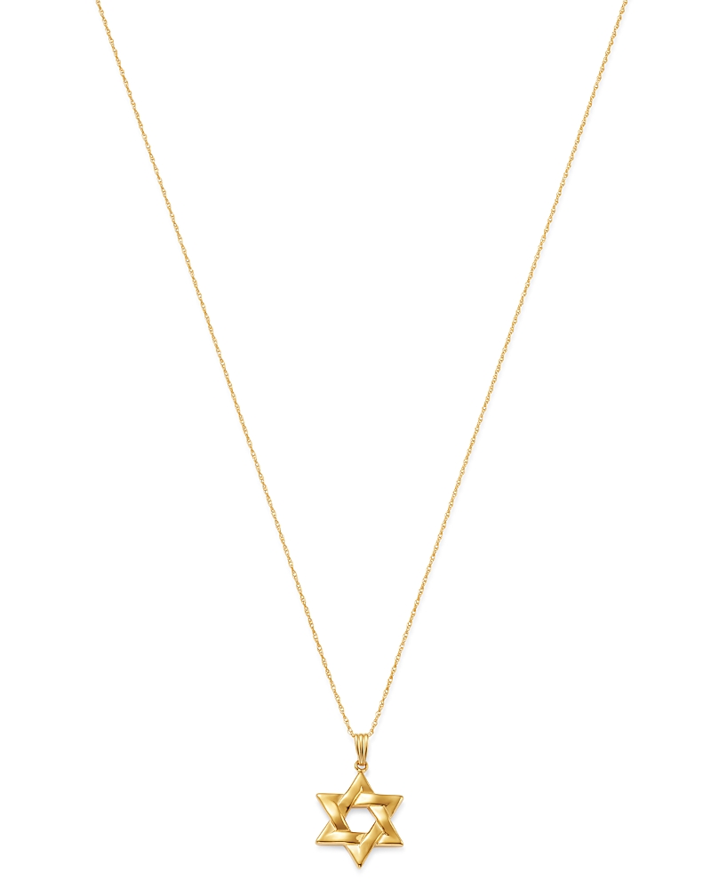 Bloomingdale's Fine Collection Star of David Pendant Necklace in 14K Yellow Gold, 18