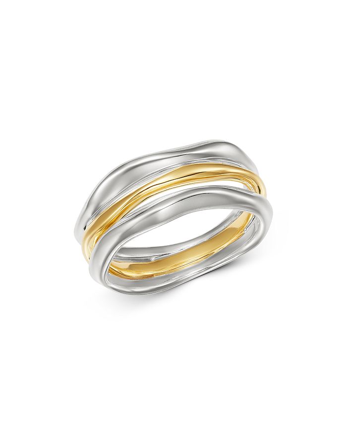 Shop Ippolita Sterling Silver & 18k Yellow Gold Chimera Squiggle Ring In Gold/silver