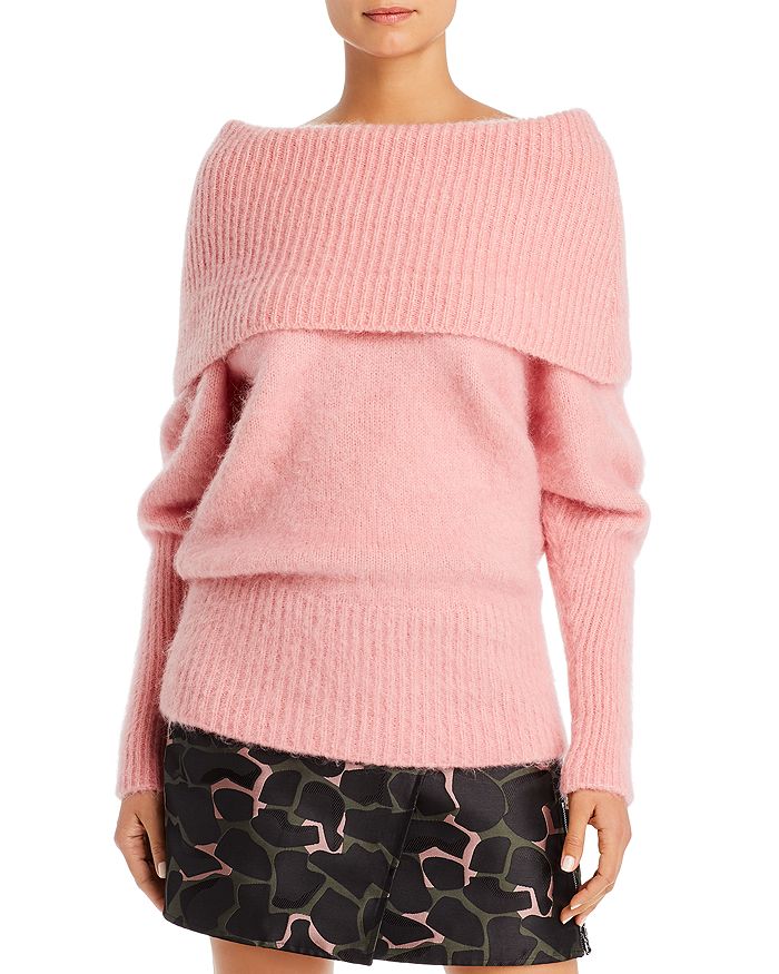 Armani Collezioni Emporio Armani Oversized Off-the-shoulder Sweater In Pink
