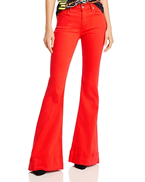 ALICE AND OLIVIA ALICE + OLIVIA BEAUTIFUL BELL BOTTOM JEANS IN CHERRY,CD178400CHE