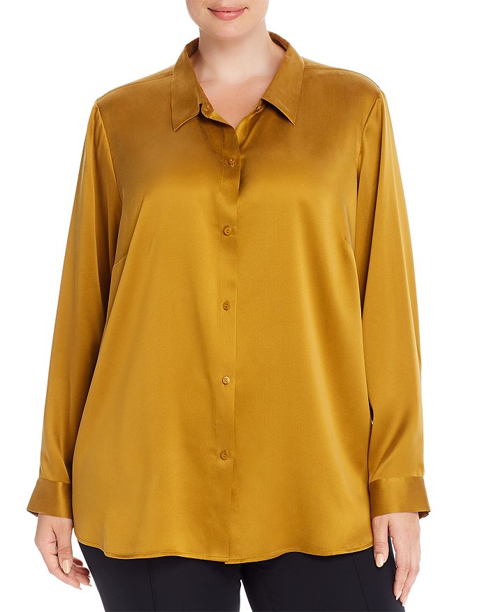 EILEEN FISHER SILK CLASSIC BUTTON-DOWN SHIRT