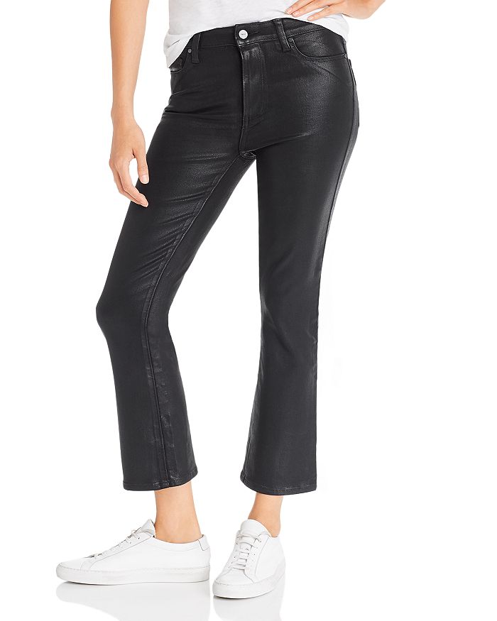 Paige Colette Cropped Flared Jeans In Black Fog Luxe Coating - 100% Exclusive