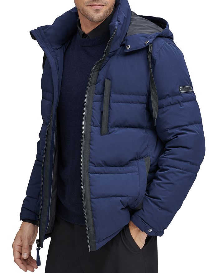 Shop Marc New York Huxley Removable-hood Down Jacket In Ink