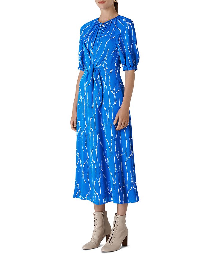 Whistles Monika Twig Print Midi Dress In Blue Multi | ModeSens