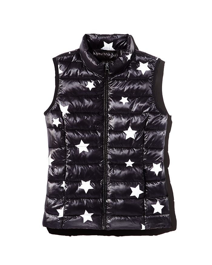 Aqua Girls' Packable Star Print Puffer Vest, Big Kid - 100% Exclusive In Black