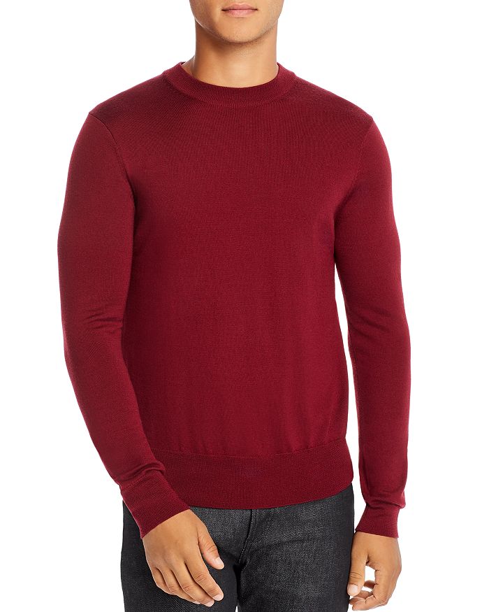 Sandro Merino Wool Crewneck Sweater In Bordeaux