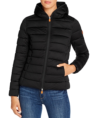 Save The Duck Hooded Packable Short Puffer Coat In Black
