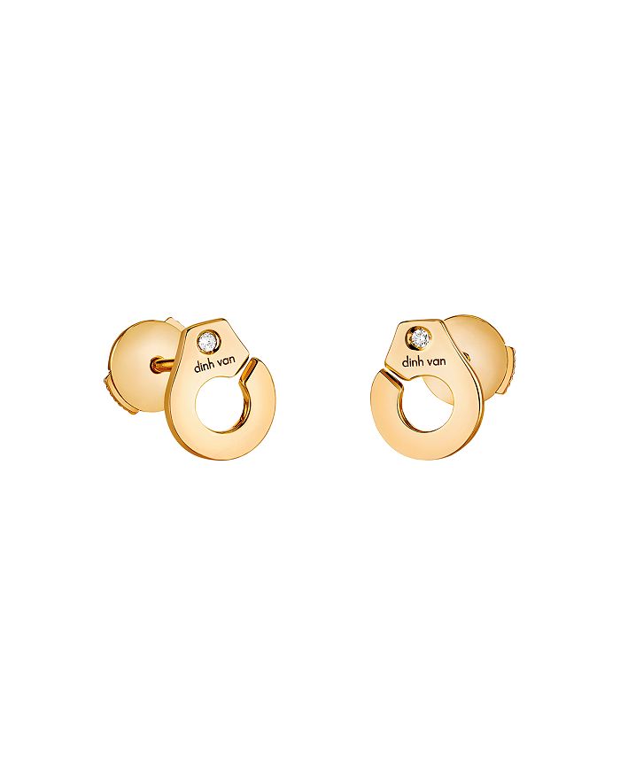 Dinh Van 18k Yellow Gold Menottes Stud Earrings In White/gold