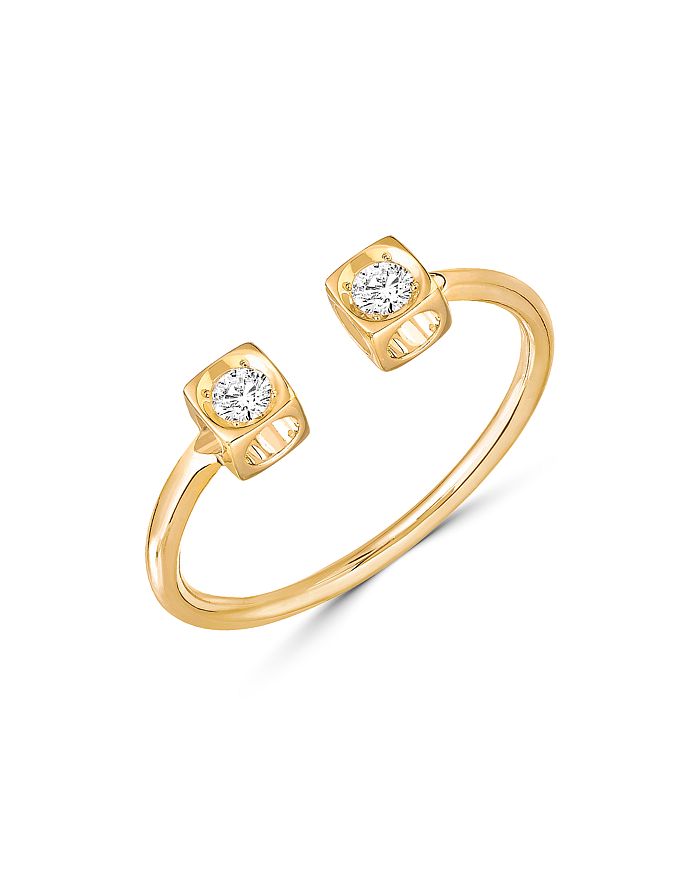 DINH VAN DINH VAN 18K YELLOW GOLD LE CUBE DIAMANT OPEN RING WITH DIAMONDS,208511Y54