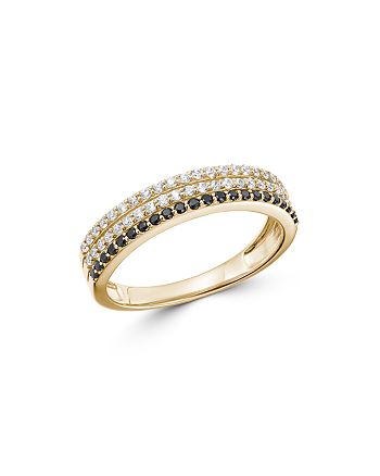 Bloomingdale's - Black & White Diamond Triple-Row Band in 14K Yellow Gold - 100% Exclusive