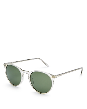 Oliver Peoples O'malley Round Sunglasses, 48mm In White/green Solid