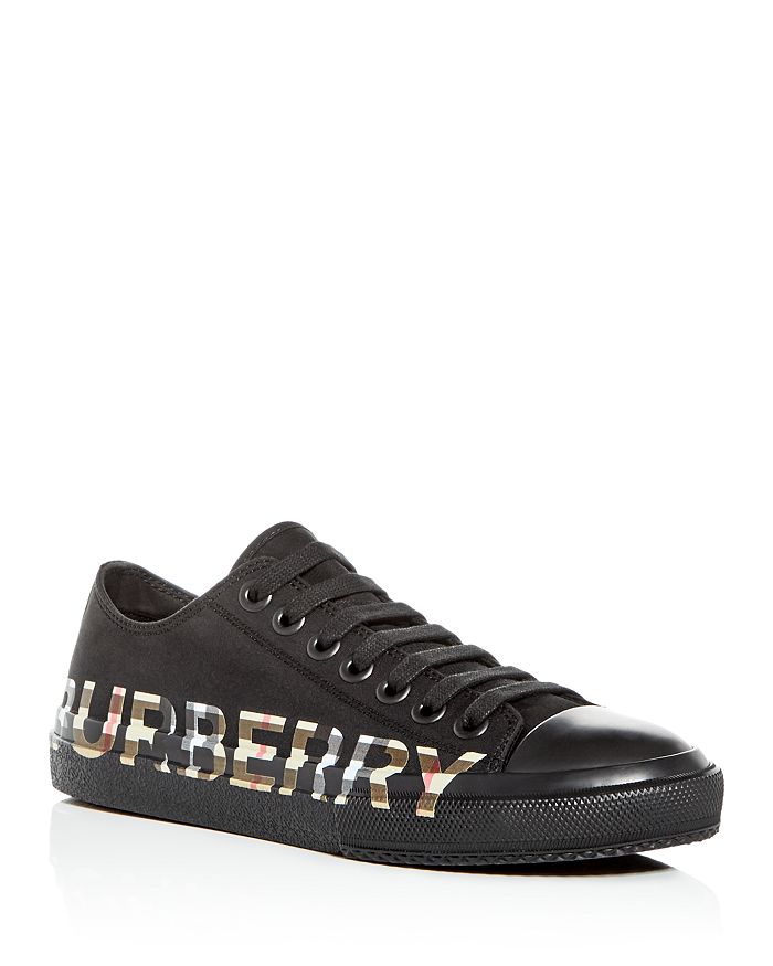 Burberry Larkhall M - Cotton Gabardine Trainer With Logo And Vintage Check Pattern In Black