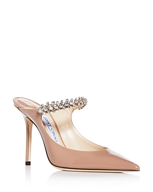 Shop Jimmy Choo Women's Bing 100 Embellished High Heel Mules In Ballet Pink Patent Leather