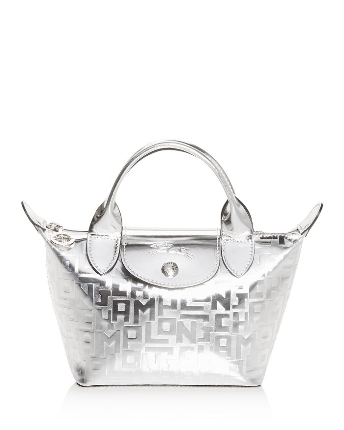Le Pliage Cuir Mini Leather Handbag In Silver