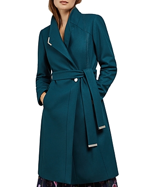 Ted Baker Ellgenic Long Belted Coat In Teal