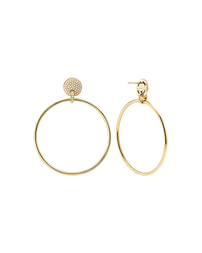 MICHAEL KORS FRONTAL LARGE HOOP EARRINGS IN 14K GOLD-PLATED STERLING SILVER OR BLACK RUTHENIUM-PLATED STERLING SI,MKC1175AN