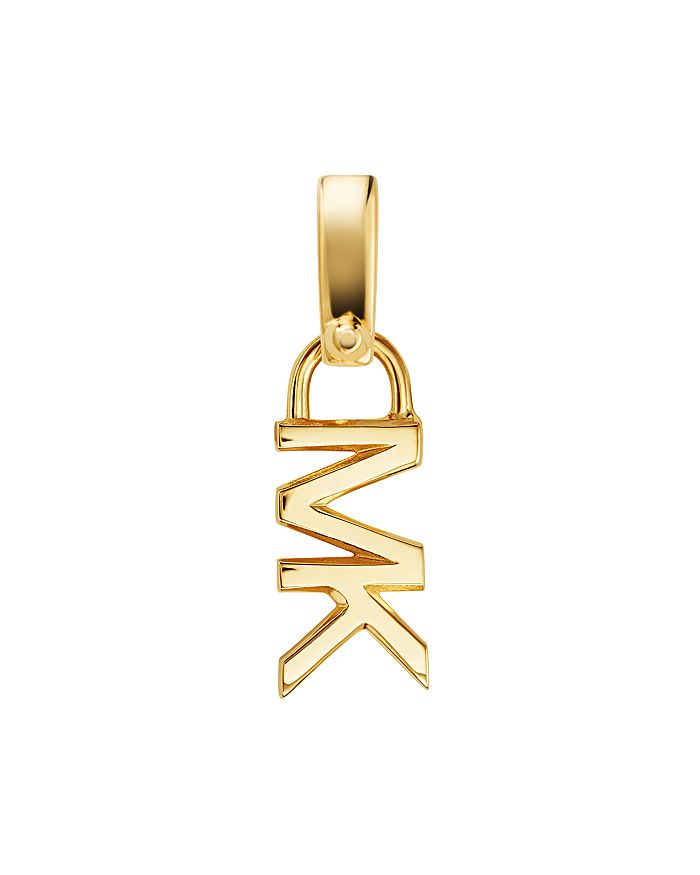 Michael Kors Mott Mk Logo Charm In 14k Gold-plated Sterling Silver