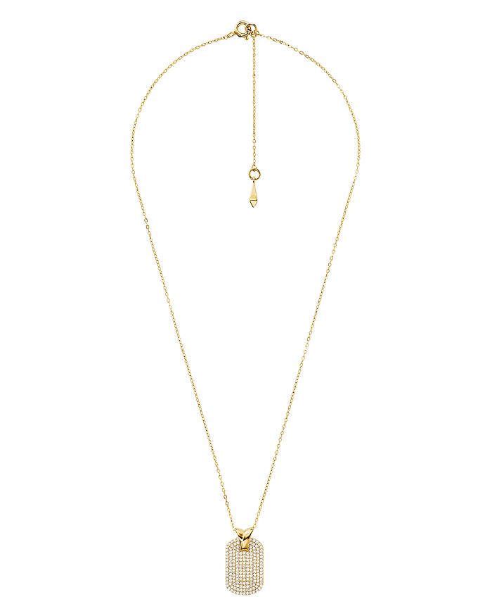 Michael Kors Pave Dog Tag Necklace In Sterling Silver, 14k Goldplated