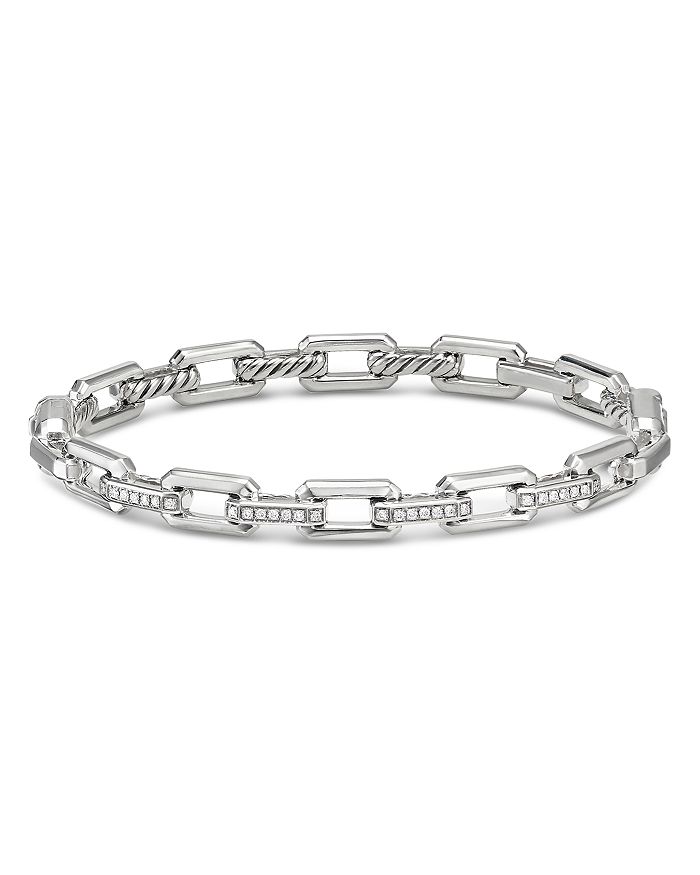 David Yurman - Sterling Silver Stax Link Bracelet with Diamonds