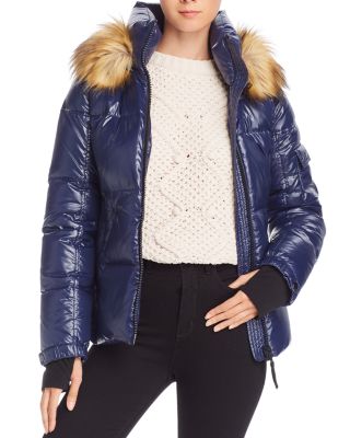 aqua faux fur trim puffer jacket