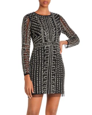 Aidan by Aidan Mattox - Long Sleeve Beaded Cocktail Dress