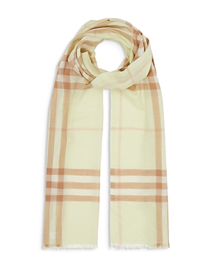 Burberry Lightweight Giant Check Wool & Silk Scarf In Pistachio